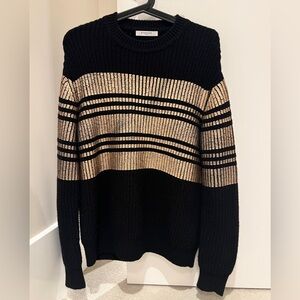 Givenchy Black Wool with Metallic Gold Stripe Knit Jumper